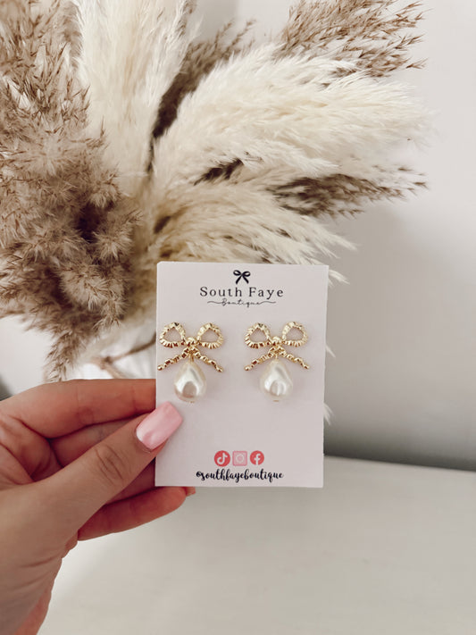 Bows & pearls earrings