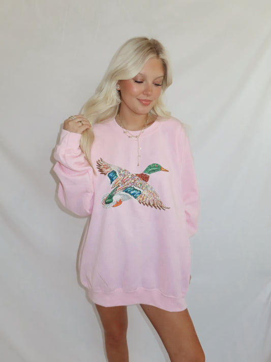 Dazzling duck pink crewneck