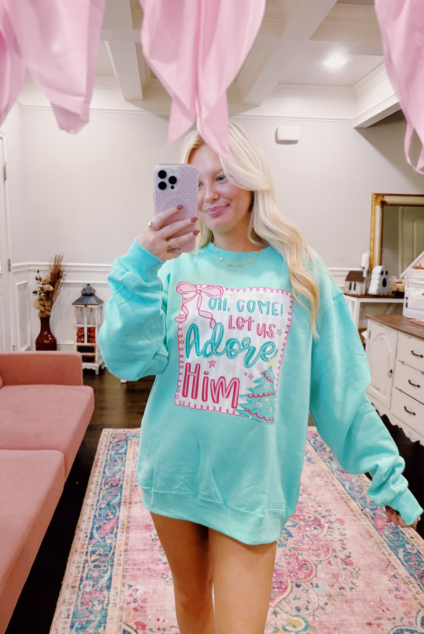 Oh come let us adore him sweatshirt