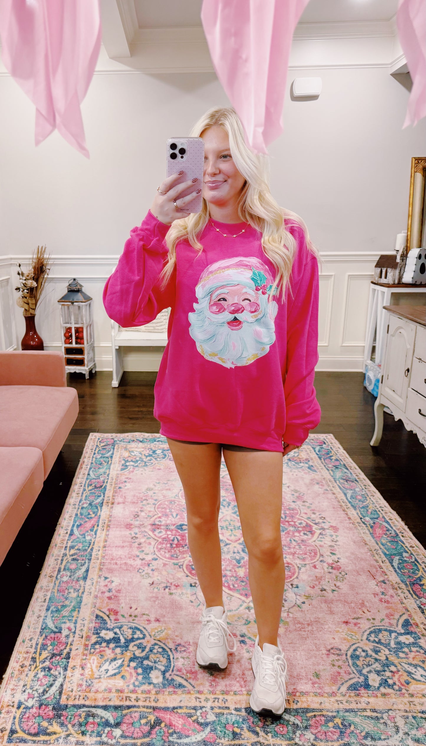 Pink jolly Santa sweatshirt