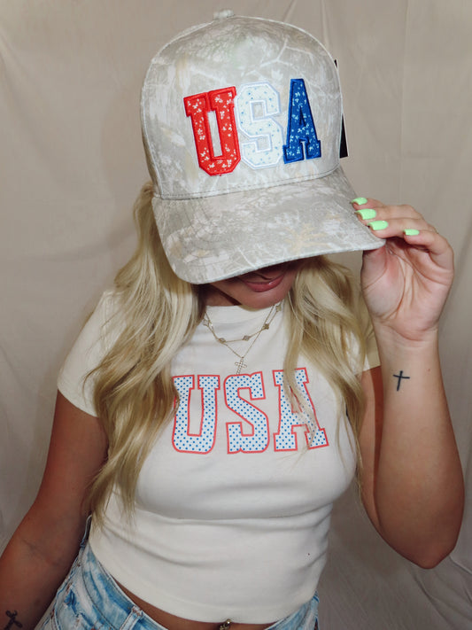 USA camo floral hat